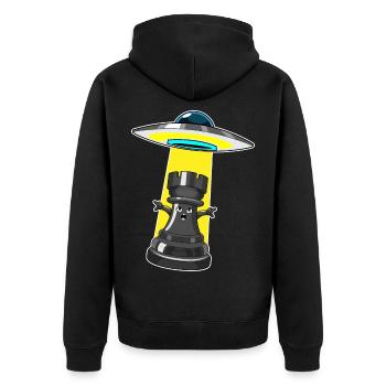 Spaceship Chess Piece Tower Chess - Unisex Premium Organic Zip Hoodie - black - Back - Nico (187cm)