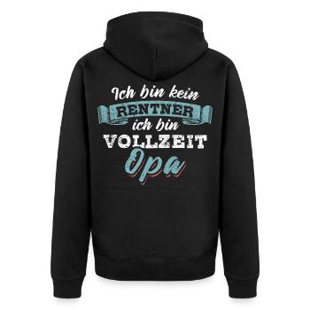 Ich bin kein Rentner ich bin Vollzeit Opa - Unisex Premium Bio Zip Hoodie - Schwarz - Hinten - Nico (187cm)