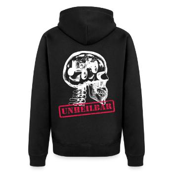Der Arzt sagt es ist unheilbar - Traktor - Unisex Premium Bio Zip Hoodie - Schwarz - Hinten - Nico (187cm)