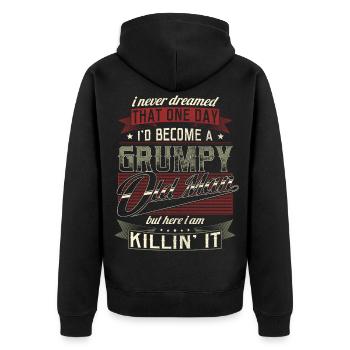Grumpy Old Man Vatertag Großvater Rentner Kollege - Unisex Premium Bio Zip Hoodie - Schwarz - Hinten - Nico (187cm)