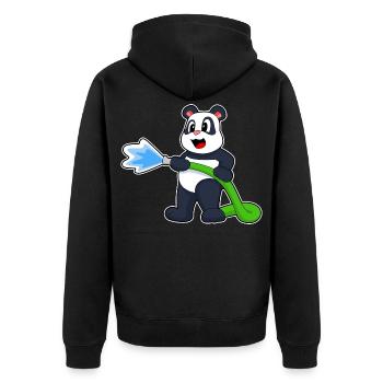 Panda Feuerwehrmann Feuerwehrschlauch Feuerwehr - Unisex Premium Bio Zip Hoodie - Schwarz - Hinten - Nico (187cm)
