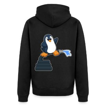 Pinguin Feuerwehrmann Feuerwehrschlauch Feuerwehr - Unisex Premium Bio Zip Hoodie - Schwarz - Hinten - Nico (187cm)