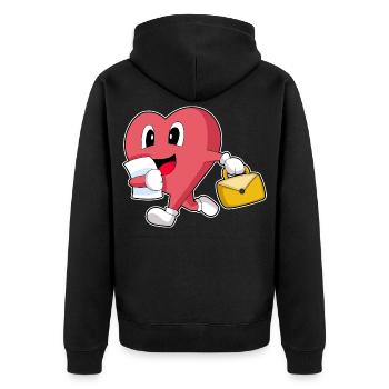Herz Sekretärin Handtasche Büro - Unisex Premium Bio Zip Hoodie - Schwarz - Hinten - Nico (187cm)