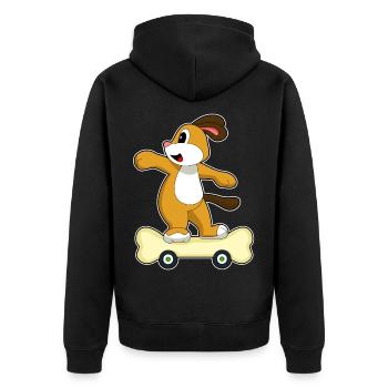 Hund Skater Skateboard - Unisex Premium Bio Zip Hoodie - Schwarz - Hinten - Nico (187cm)