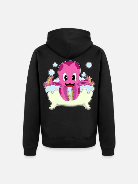 Octopus Bathing Bathtub - Unisex Premium Organic Zip Hoodie - black