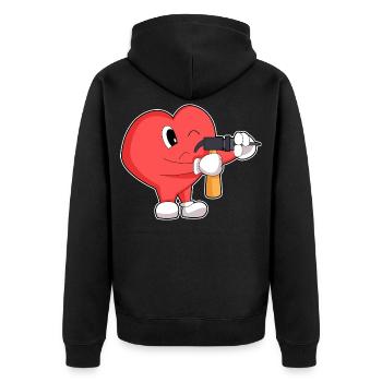 Herz Handwerker Bohrmaschine Handwerk - Unisex Premium Bio Zip Hoodie - Schwarz - Hinten - Nico (187cm)