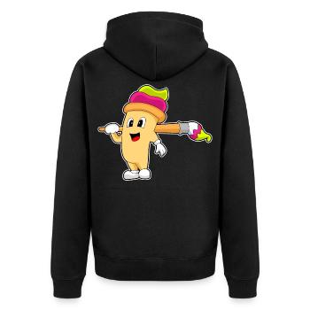 Cupcake Maler Pinsel Malen - Unisex Premium Bio Zip Hoodie - Schwarz - Hinten - Nico (187cm)