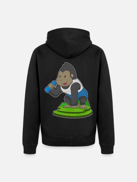 Gorilla Bodybuilder Hantel Bodybuilding - Unisex Premium Bio Zip Hoodie - Schwarz