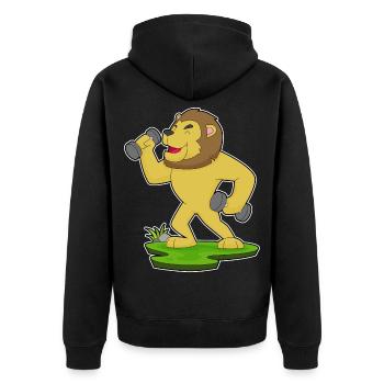 Lion Bodybuilder Dumbbells Bodybuilding - Veste à capuche bio Premium Unisexe - noir - Dos - Nico (187cm)
