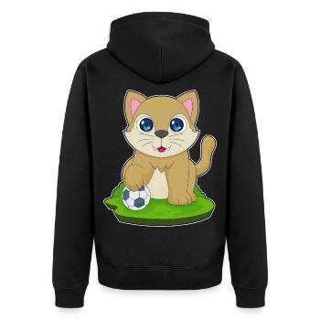 Katze Fußballspieler Fußball - Unisex Premium Bio Zip Hoodie - Schwarz - Hinten - Nico (187cm)