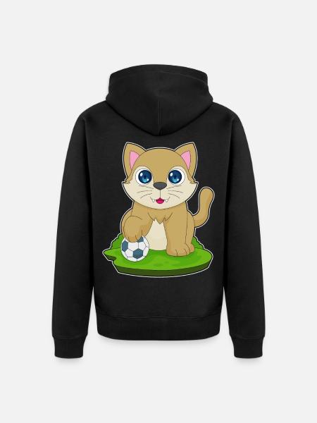 Cat Soccer Player Soccer - Unisex Premium Organic Zip Hoodie - black