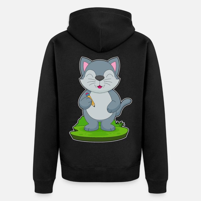 École du Crayon des Élèves Chats - Veste à capuche bio Premium Unisexe - noir