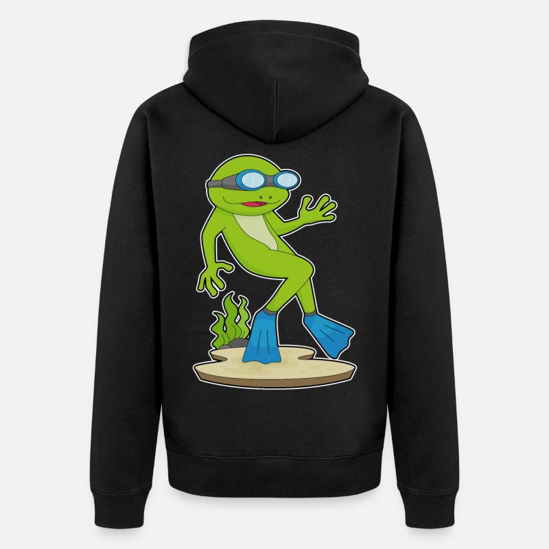 Plongeon de plongée de nage - Veste à capuche bio Premium Unisexe - noir