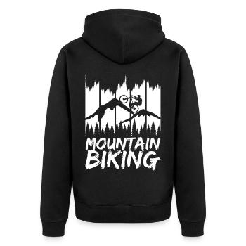 Lustiges Mountainbiking - Unisex Premium Bio Zip Hoodie - Schwarz - Hinten - Nico (187cm)