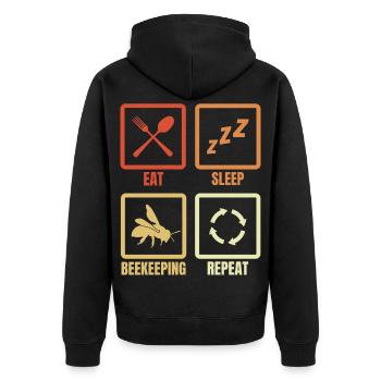 Eat Sleep Beekeeping Repeat - Unisex Premium Bio Zip Hoodie - Schwarz - Hinten - Nico (187cm)