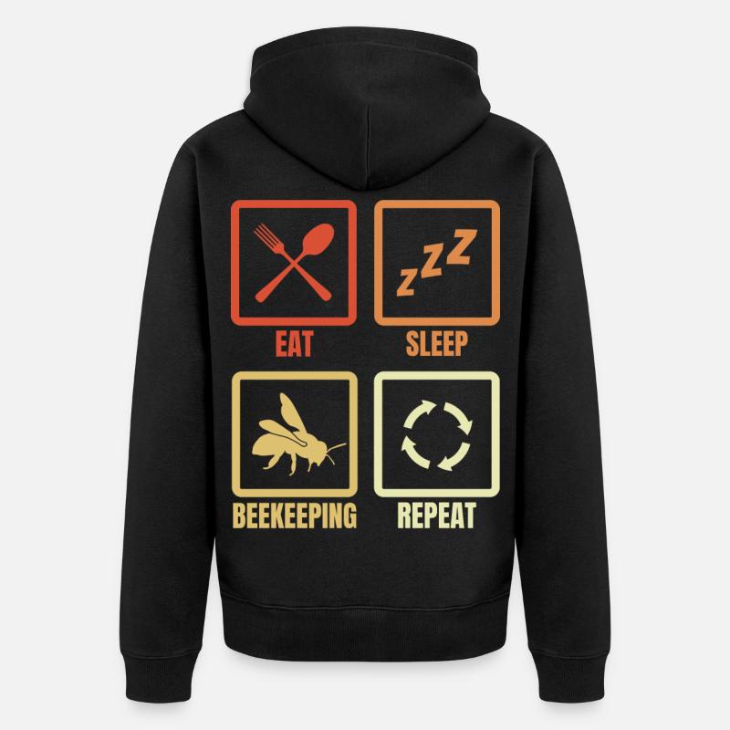 Manger Dormir Apiculture Répéter - Veste à capuche bio Premium Unisexe - noir