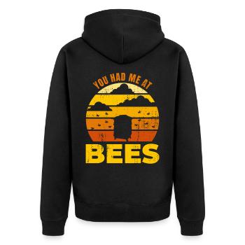 Tu m’as eu aux abeilles - Veste à capuche bio Premium Unisexe - noir - Dos - Nico (187cm)