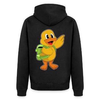 Ente Schüler Rucksack Schule - Unisex Premium Bio Zip Hoodie - Schwarz - Hinten - Nico (187cm)