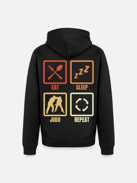 Eat Sleep Judo Repeat - Unisex Premium Bio Zip Hoodie - Schwarz