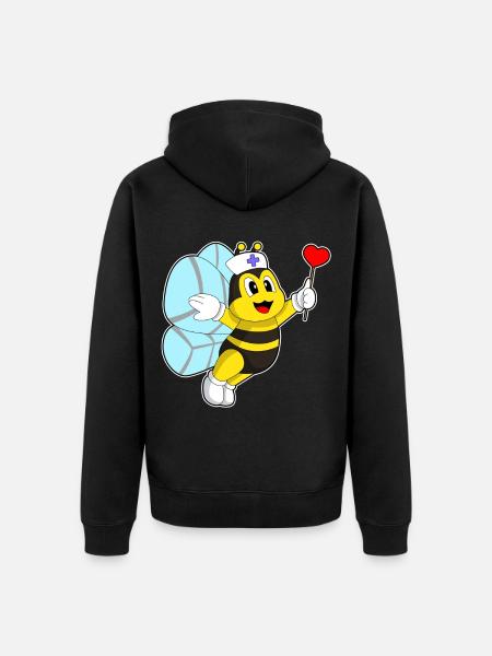 Bee Nurse Heart - Unisex Premium Organic Zip Hoodie - black