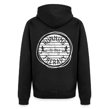 Running Is My Therapy Retro Sunset - Unisex Premium Organic Zip Hoodie - black - Back - Nico (187cm)