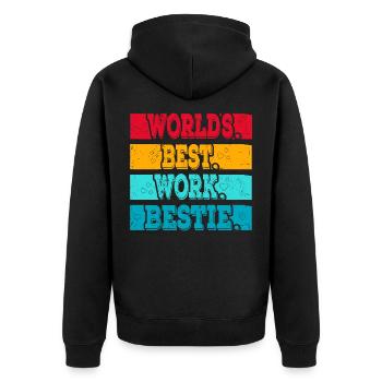 Worlds best Work Bestie Support Staff - Unisex Premium Organic Zip Hoodie - black - Back - Nico (187cm)