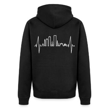 Boston Skyline Heartbeat USA Fan Heart Pulse Love - Unisex Premium Organic Zip Hoodie - black - Back - Nico (187cm)