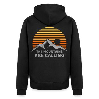 Mountains Are Calling Sunset Stripes - Unisex Premium Organic Zip Hoodie - black - Back - Nico (187cm)