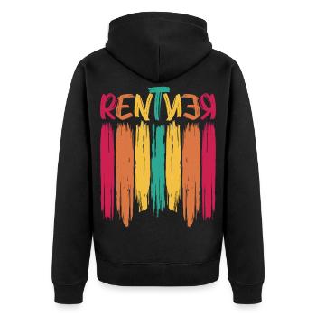Rentner - Unisex Premium Bio Zip Hoodie - Schwarz - Hinten - Nico (187cm)