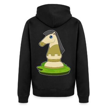 Schachfigur Springer Schach - Unisex Premium Bio Zip Hoodie - Schwarz - Hinten - Nico (187cm)