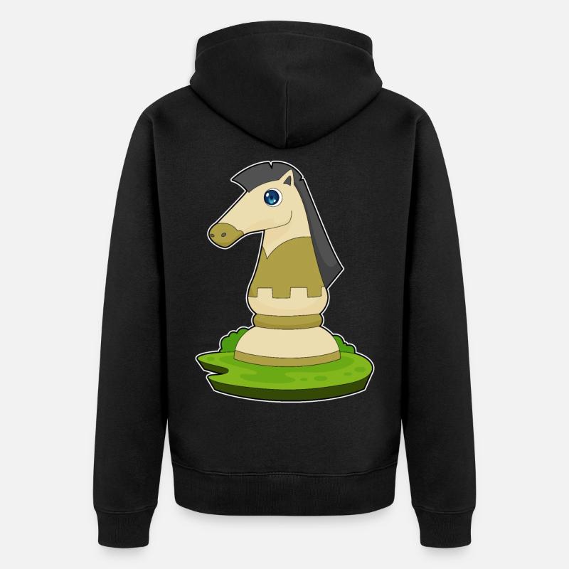 Schachfigur Springer Schach - Unisex Premium Bio Zip Hoodie - Schwarz