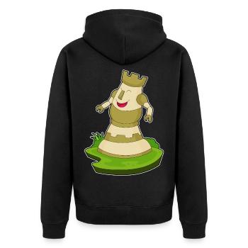 Chess Piece Tower Chess - Unisex Premium Organic Zip Hoodie - black - Back - Nico (187cm)