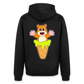 Hamster Waffeleis - Unisex Premium Bio Zip Hoodie - Schwarz - Hinten - Nico (187cm)