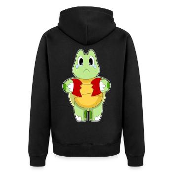 Turtle Heart - Unisex Premium Organic Zip Hoodie - black - Back - Nico (187cm)