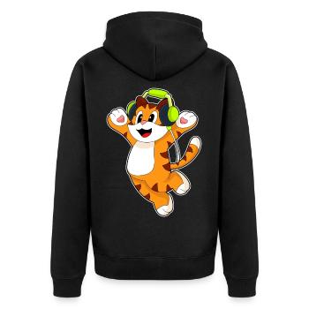 Musique casque Tiger - Veste à capuche bio Premium Unisexe - noir - Dos - Nico (187cm)