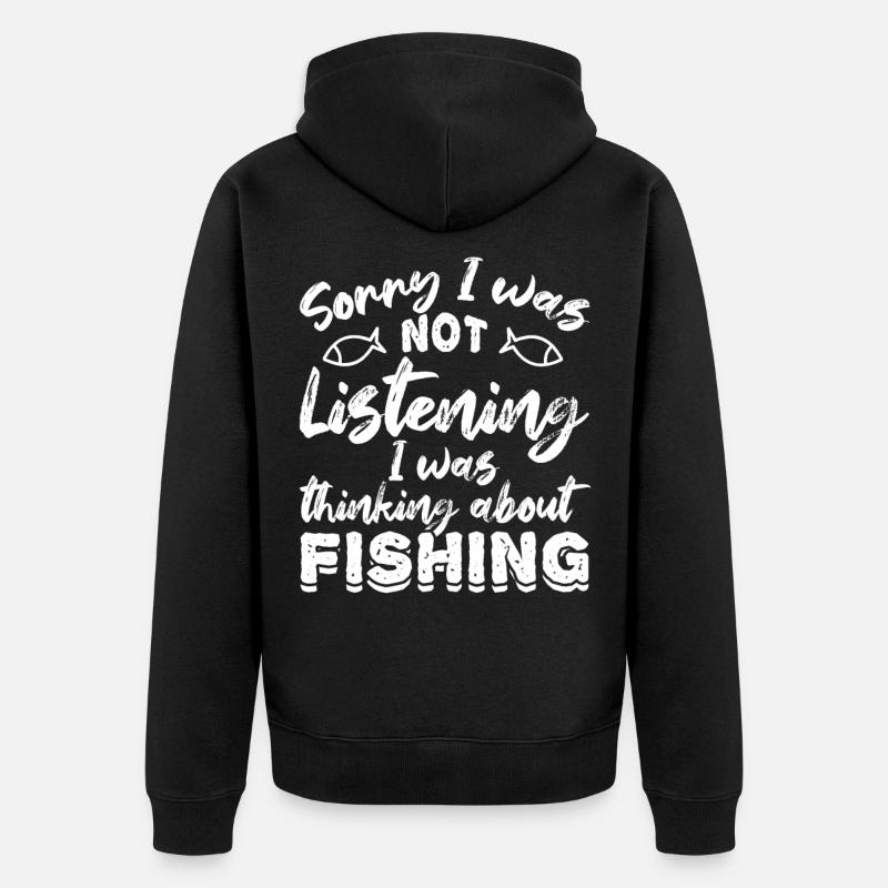 Slogan de pêche - Veste à capuche bio Premium Unisexe - noir