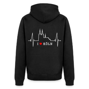 Cologne Skyline Heartbeat Heart Kölsch Love Cologne - Veste à capuche bio Premium Unisexe - noir - Dos - Nico (187cm)