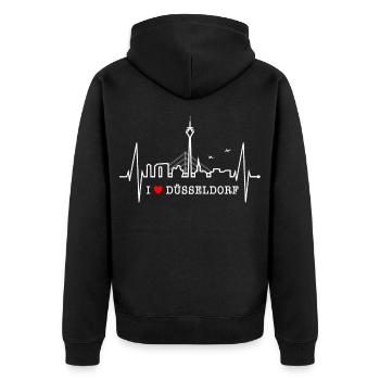 Dusseldorf Skyline Heartbeat Cher Düsseldorf - Veste à capuche bio Premium Unisexe - noir - Dos - Nico (187cm)