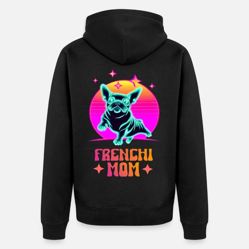 Frenchie Mom - Unisex Premium Bio Zip Hoodie - Schwarz