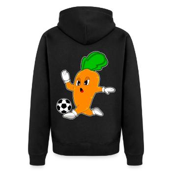 Karotte Fußballspieler Fußball - Unisex Premium Bio Zip Hoodie - Schwarz - Hinten - Nico (187cm)