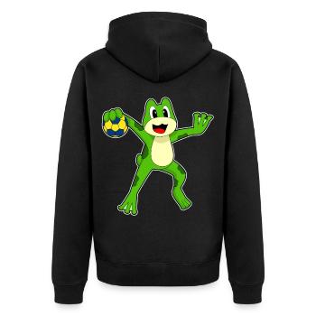 Frog Handball Player Handball - Unisex Premium Organic Zip Hoodie - black - Back - Nico (187cm)