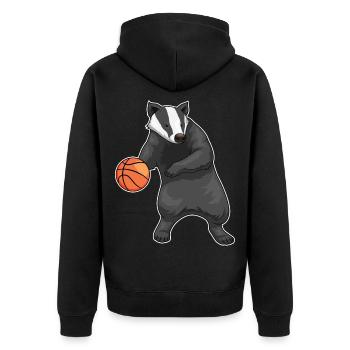 Dachs Basketballspieler Basketball - Unisex Premium Bio Zip Hoodie - Schwarz - Hinten - Nico (187cm)