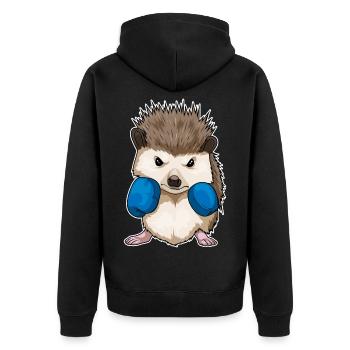 Igel Boxer Boxhandschuhe Boxen - Unisex Premium Bio Zip Hoodie - Schwarz - Hinten - Nico (187cm)