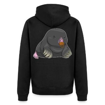 Mole Baby Pacifier - Unisex Premium Organic Zip Hoodie - black - Back - Nico (187cm)