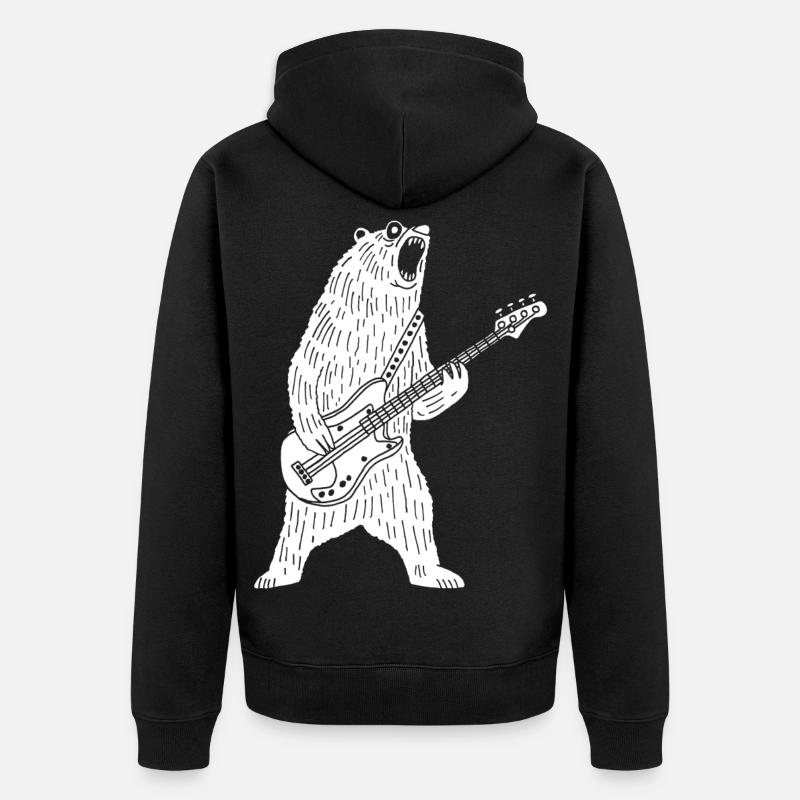 Ours blanc guitariste - Veste à capuche bio Premium Unisexe - noir