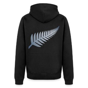 New Zealand Silver Fern - Unisex Premium Organic Zip Hoodie - black - Back - Nico (187cm)