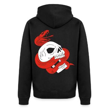 The skull and the red snake - Unisex Premium Organic Zip Hoodie - black - Back - Nico (187cm)
