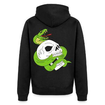 The skull and the snake - Unisex Premium Organic Zip Hoodie - black - Back - Nico (187cm)