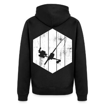Angel Zeichnung - Unisex Premium Bio Zip Hoodie - Schwarz - Hinten - Nico (187cm)