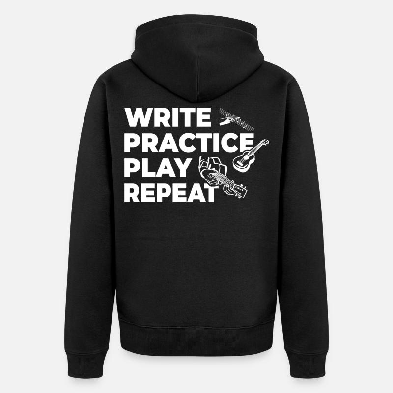 Motivation des joueurs de ukulélé - Veste à capuche bio Premium Unisexe - noir